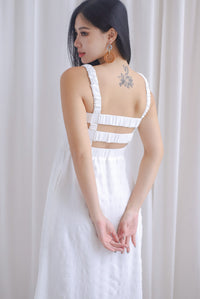 Kennedy Ruched Strap Ladder Back Dress In White