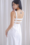 Kennedy Ruched Strap Ladder Back Dress In White