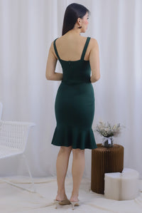 Lamis Strap Mermaid Dress In Forest Green