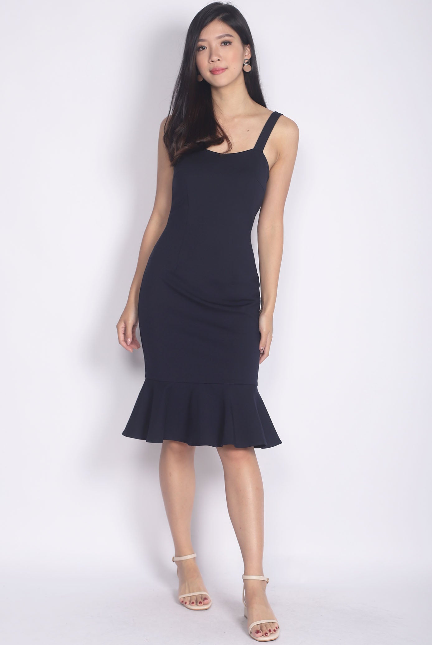 Lamis Strap Mermaid Dress In Navy Blue