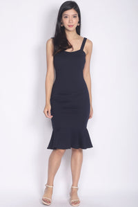 Lamis Strap Mermaid Dress In Navy Blue