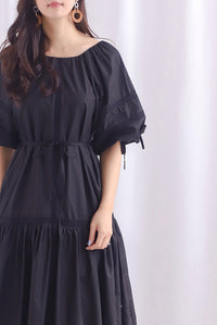 Laney Crochet Stripe Drop Hem Maxi Dress In Black