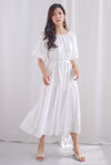 Laney Crochet Stripe Drop Hem Maxi Dress In White