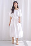 Laney Crochet Stripe Drop Hem Maxi Dress In White