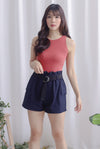 Lara Paperbag Shorts In Navy Blue