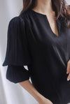 Lassie Tiered Puffy Sleeve Top In Black