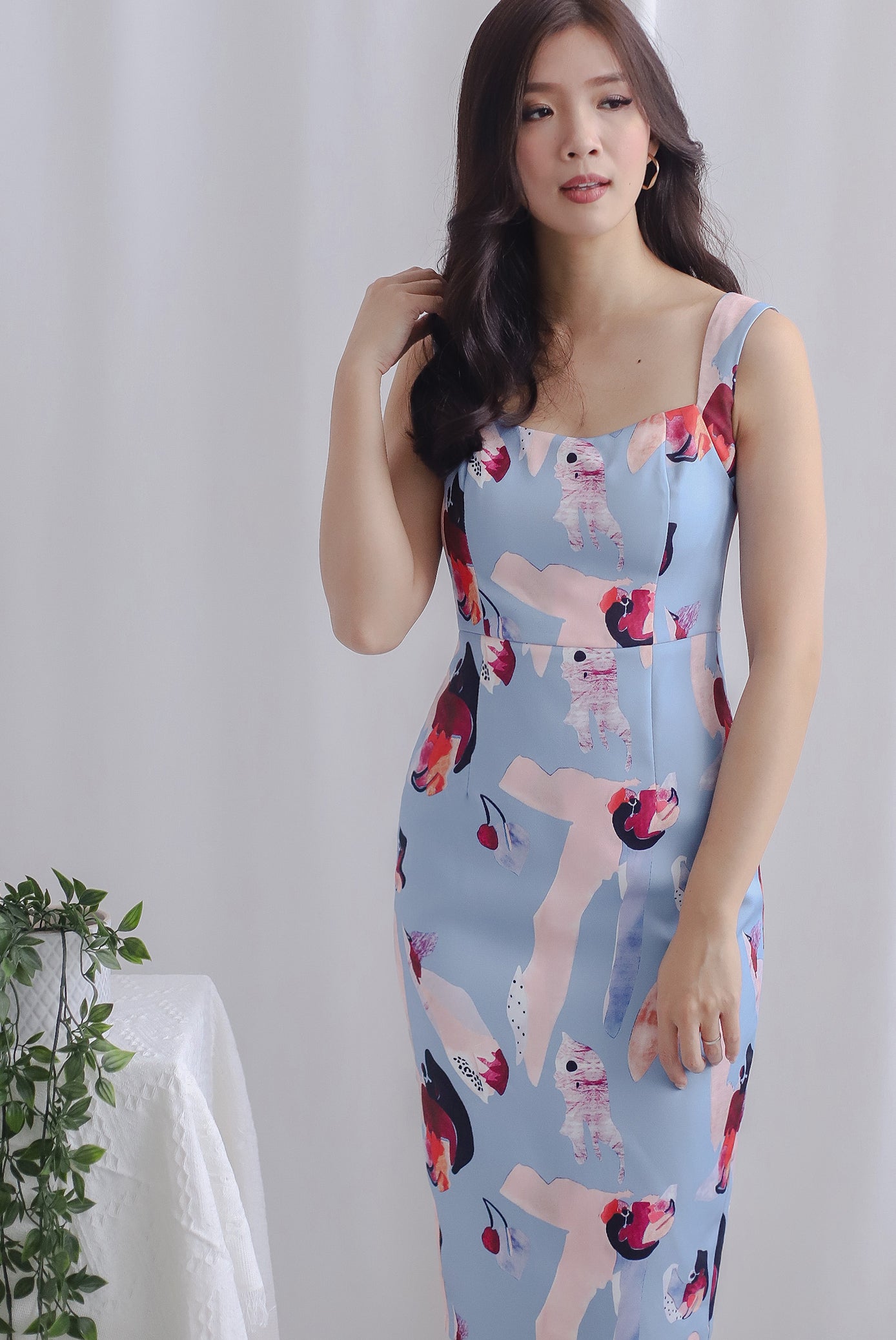 *Premium* Libelle Abstract Paint Pencil Dress In Blue