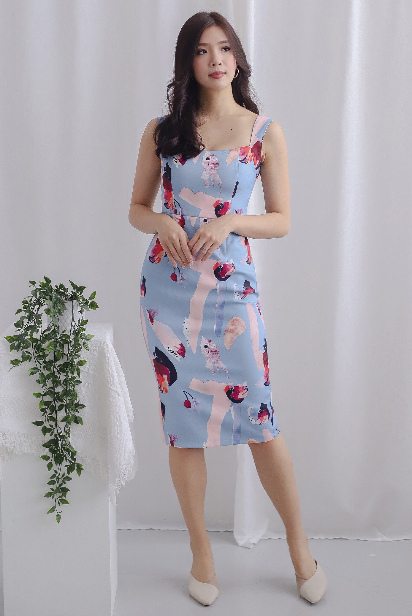 *Premium* Libelle Abstract Paint Pencil Dress In Blue