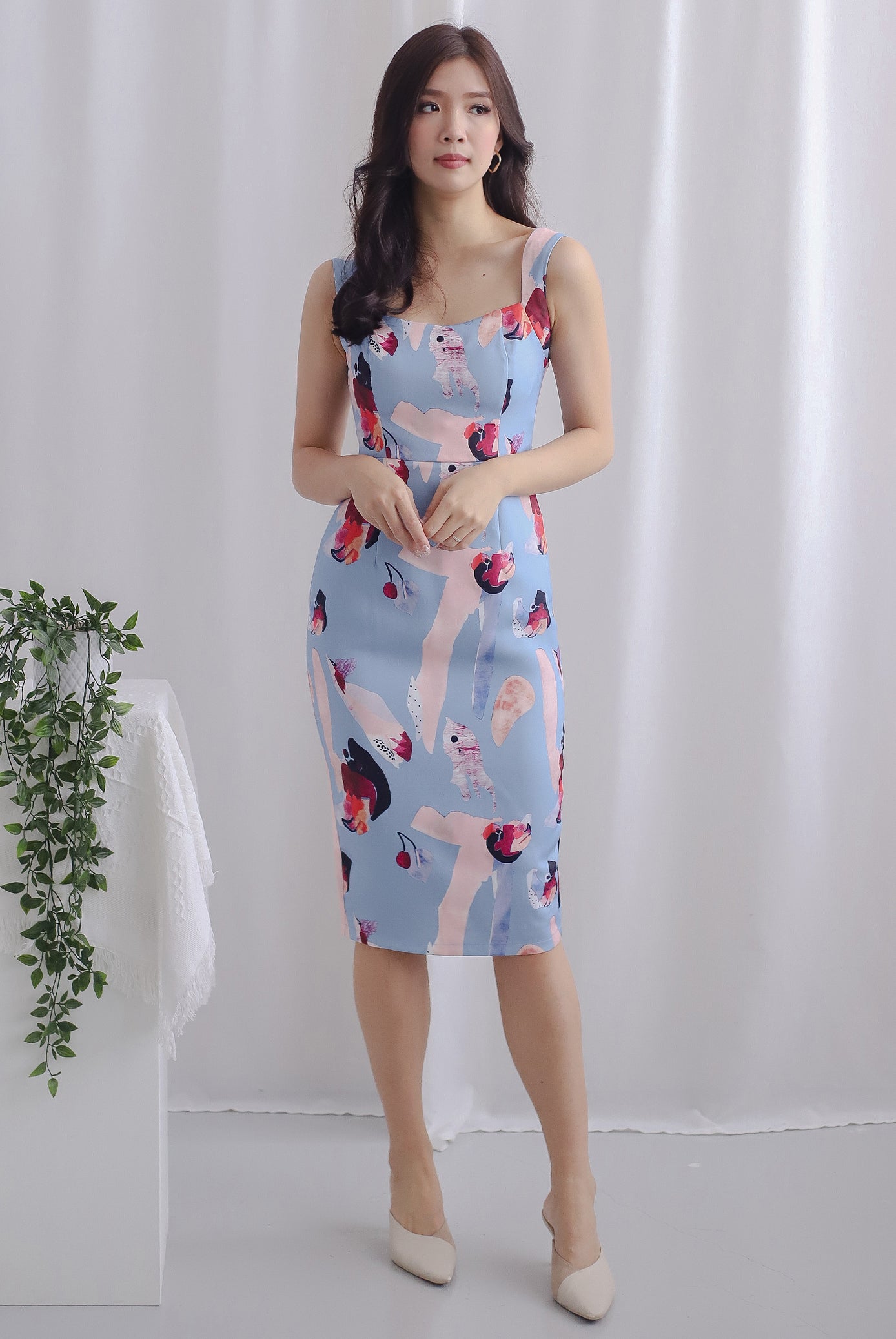 *Premium* Libelle Abstract Paint Pencil Dress In Blue