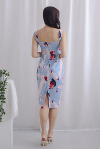 *Premium* Libelle Abstract Paint Pencil Dress In Blue