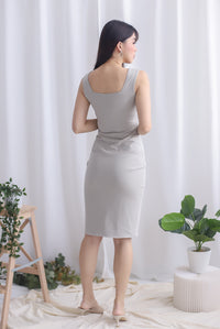 Lilura Zip Slit Dress In Taupe
