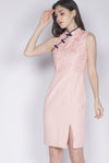 Linsay Crochet Cheongsam Dress In Pink