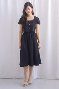 *Premium* Luciana Gathered Sleeve Two Piece sets In Black