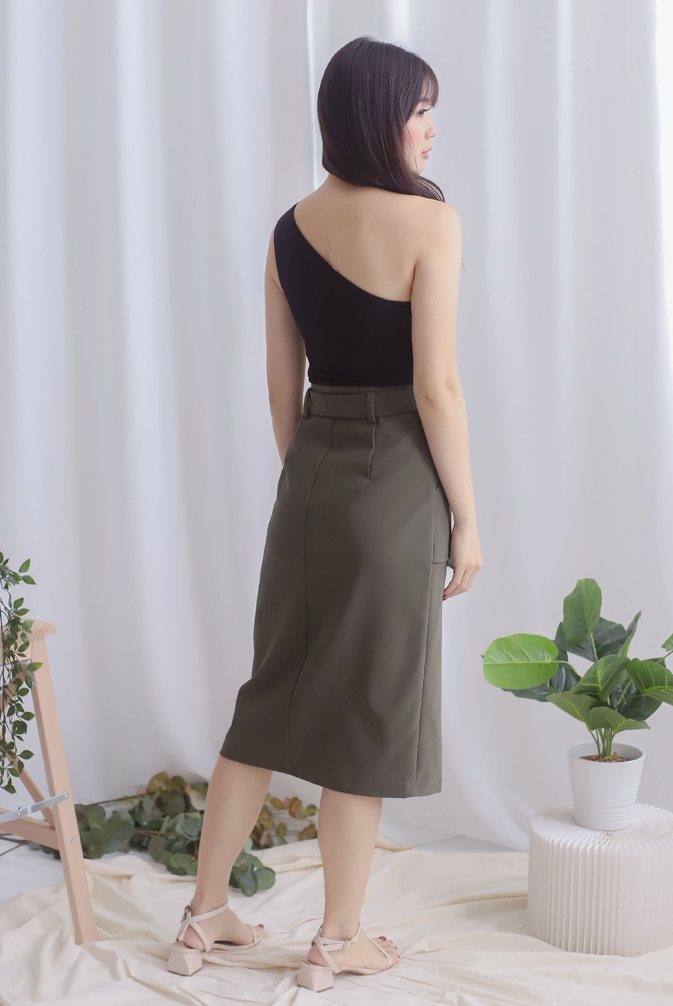 Pixie Utility Pockets Skirt In Olive