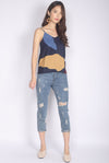 *Restocked* Mariot Abstract Camisole Top In Navy Blue