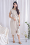 Maritat Denim Slit Dress In Wheat