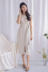 Maritat Denim Slit Dress In Wheat