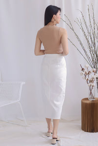 *Restocked* Meygan Denim Buttons Pencil Skirt In White