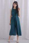 Micah Pleat Neckline Jumpsuit In Forest Green