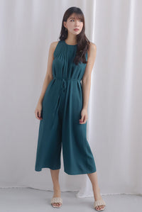 Micah Pleat Neckline Jumpsuit In Forest Green