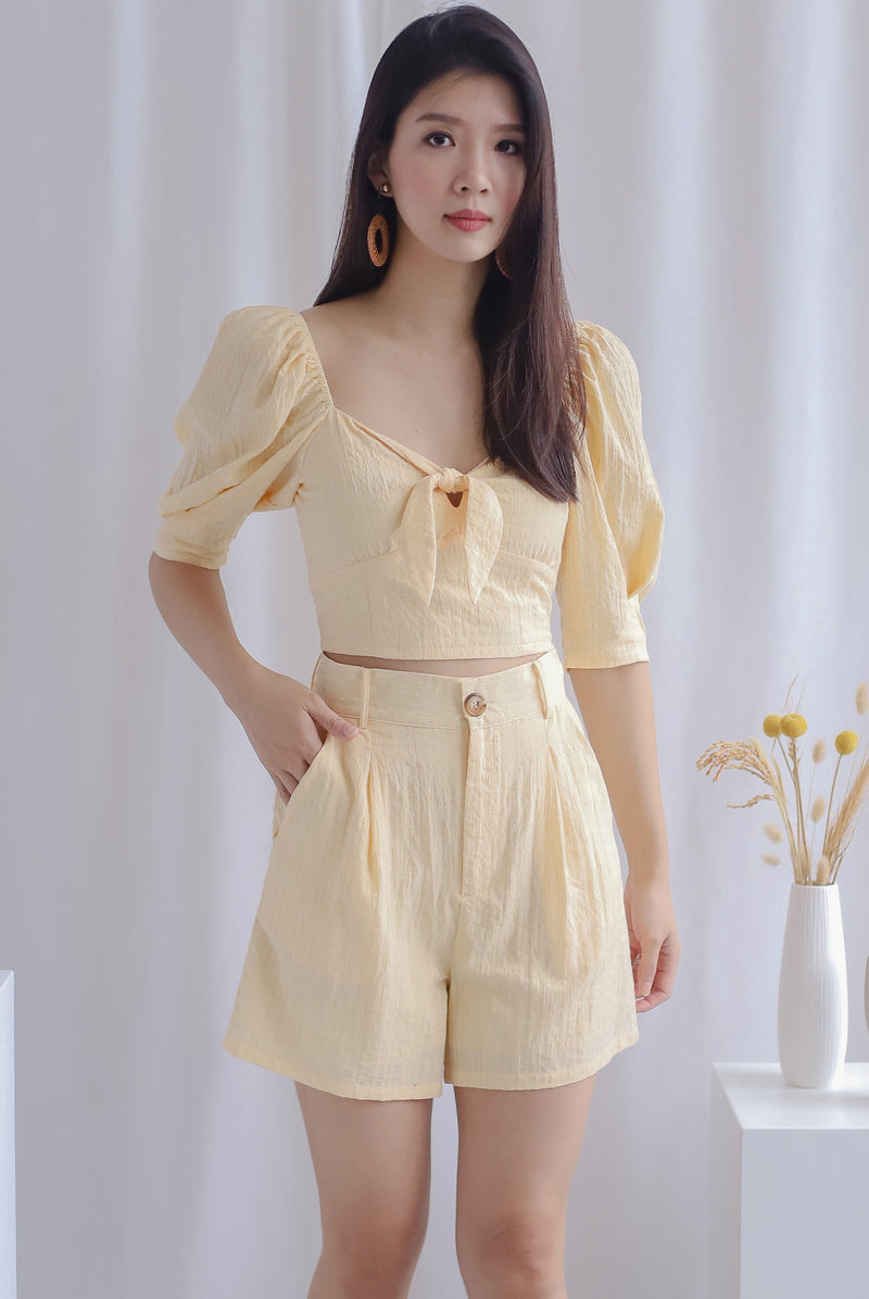 Midori Textured Shorts In Yellow
