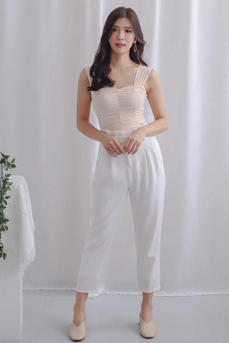 *Restocked* TDC Mindi Ruched Tank Top In Ecru