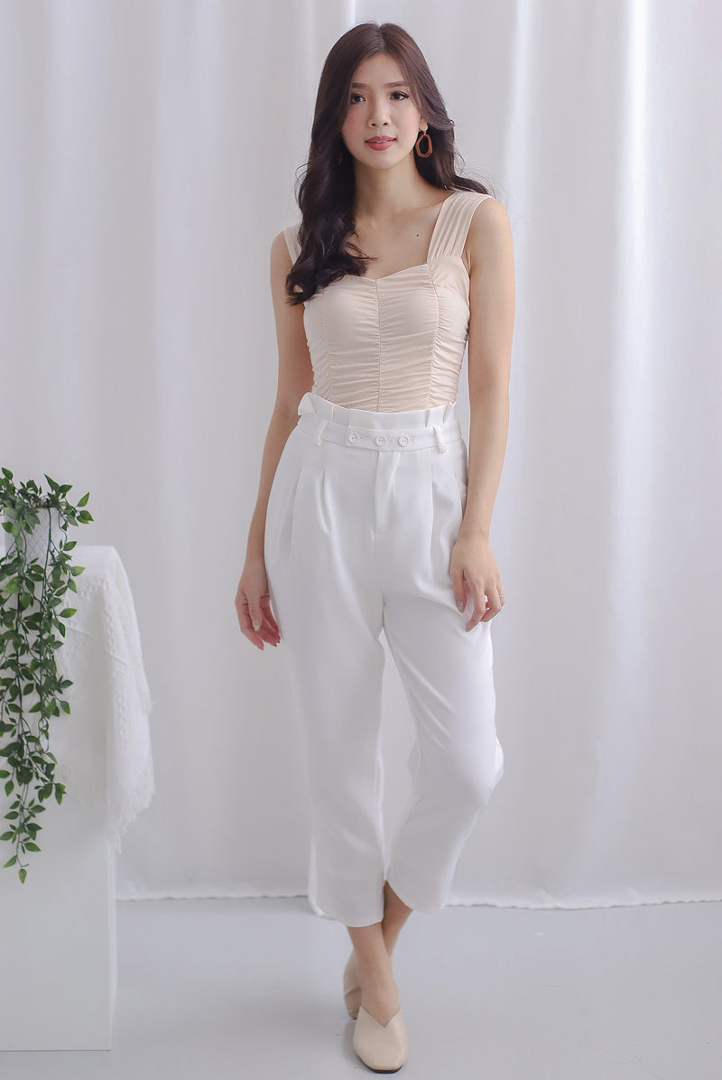 *Restocked* TDC Mindi Ruched Tank Top In Ecru