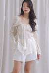 Morgana Ruched Tunic Top In Cream