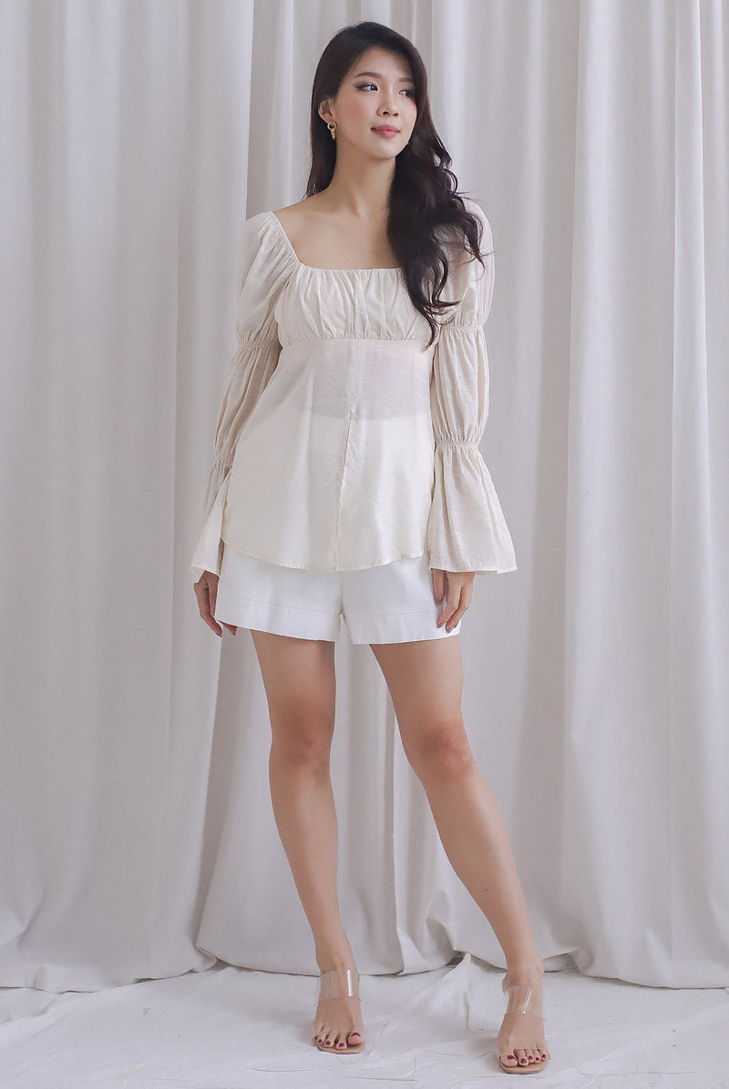 Morgana Ruched Tunic Top In Cream