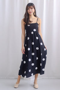 *Restocked* Narinder Spaghetti Polkadot Midi Dress In Black