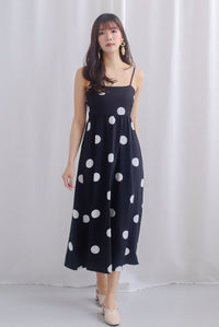 *Restocked* Narinder Spaghetti Polkadot Midi Dress In Black