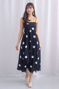 *Restocked* Narinder Spaghetti Polkadot Midi Dress In Black