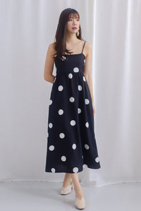 *Restocked* Narinder Spaghetti Polkadot Midi Dress In Black