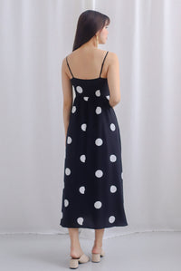 *Restocked* Narinder Spaghetti Polkadot Midi Dress In Black