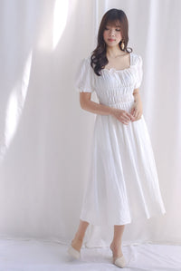 Nicolette Rich Waist Midi Dress In White