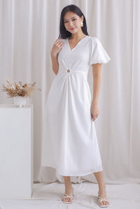 Novelyn Loop Cut Out Sleeved Maxi Dress In White