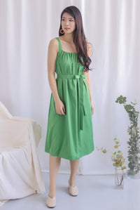 Nyota Gathered Dress In Green