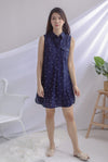 Peeri Utility Sleeveless Dress In Navy Dots