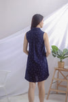 Peeri Utility Sleeveless Dress In Navy Dots