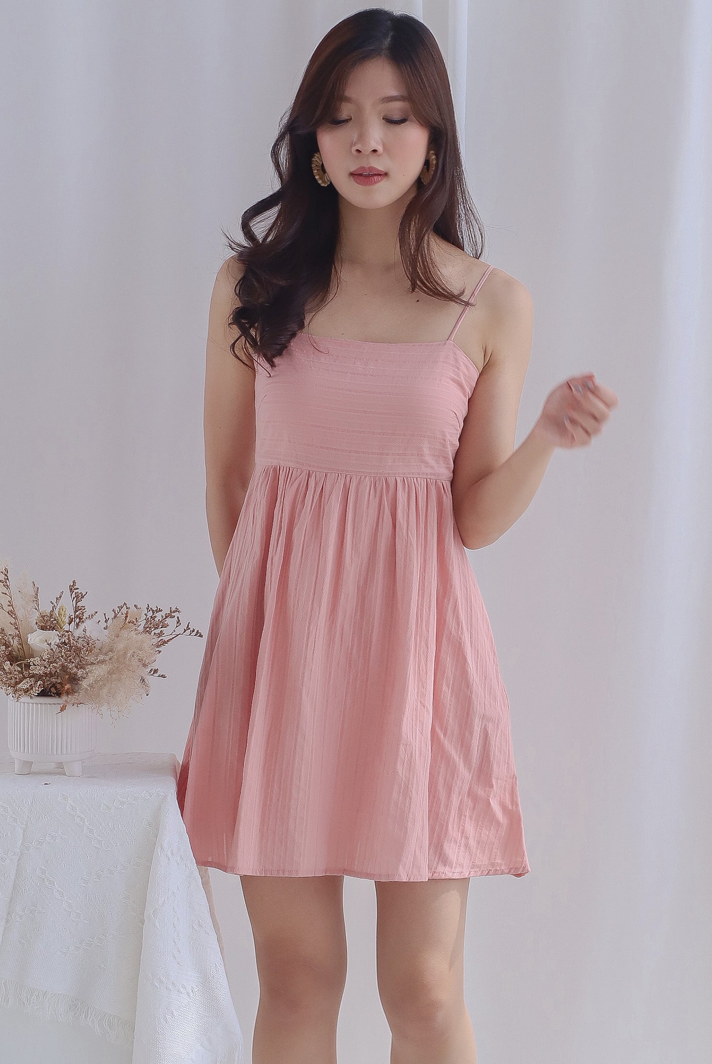 Pixie Spaghetti Babydoll Dress Romper In Blush Pink – The Design Closets