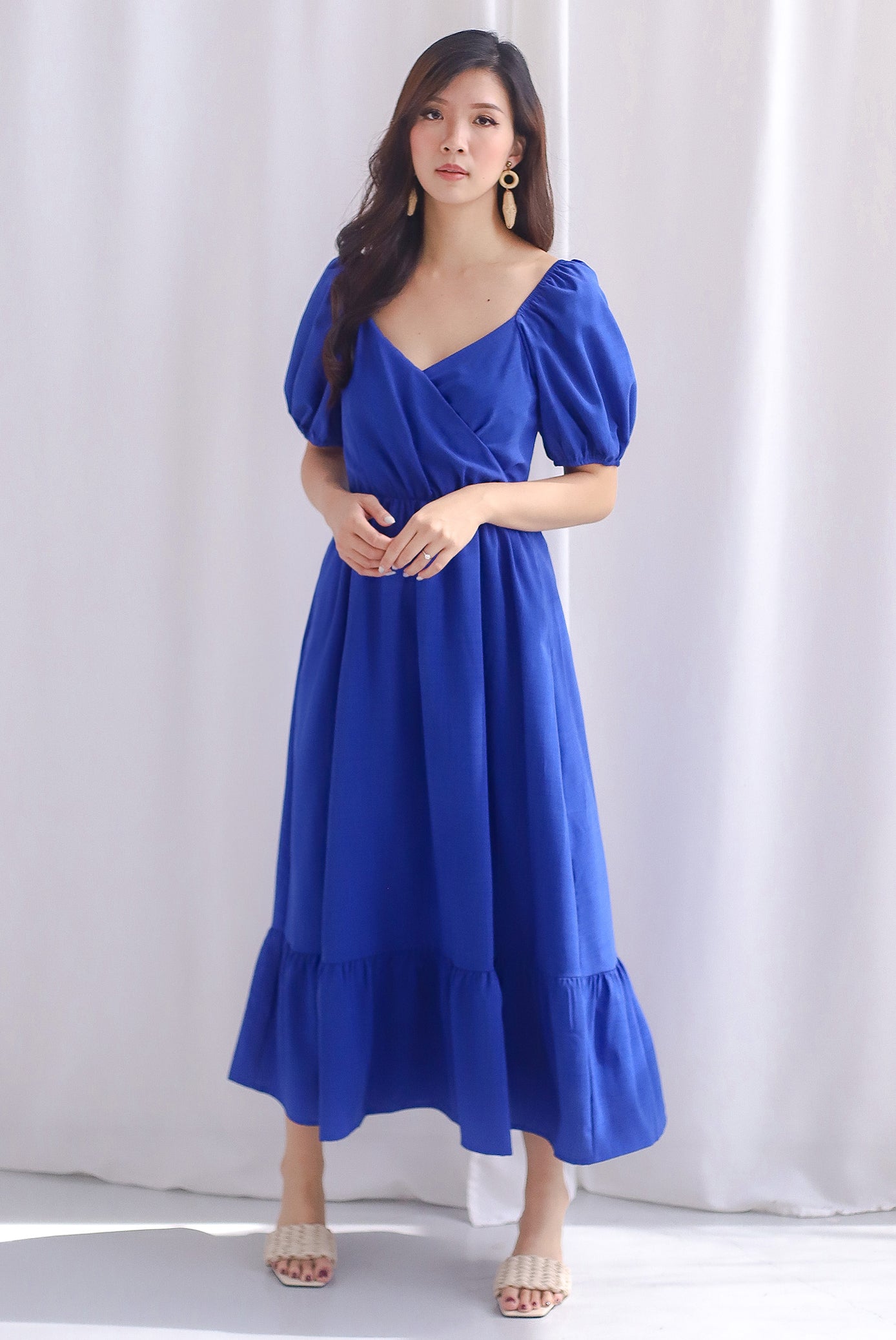 cobalt blue dress size 16 Cobalt Blue Bridesmaid Dress Matte Satin Size Small