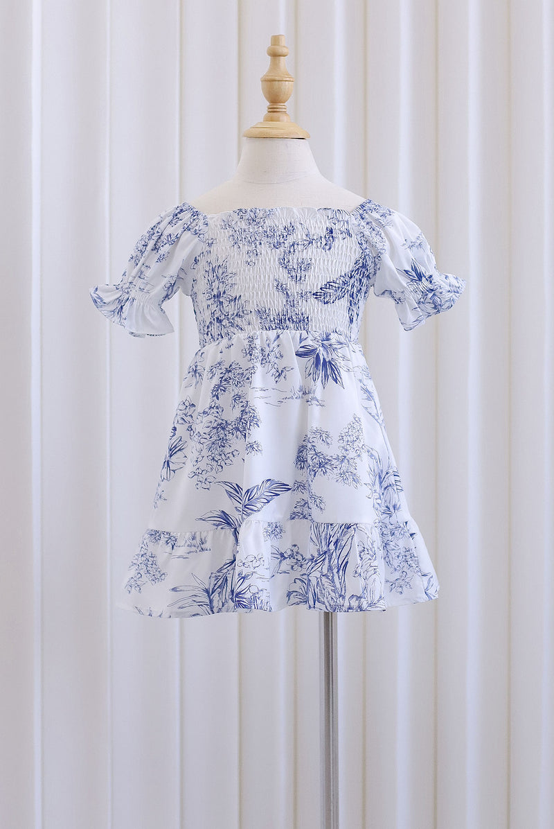 *KIDS* Stella Porcelain Smock Dress In Blue