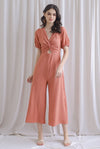 Reeve Twist Knot Cut Out Jumpsuit In Rosewood