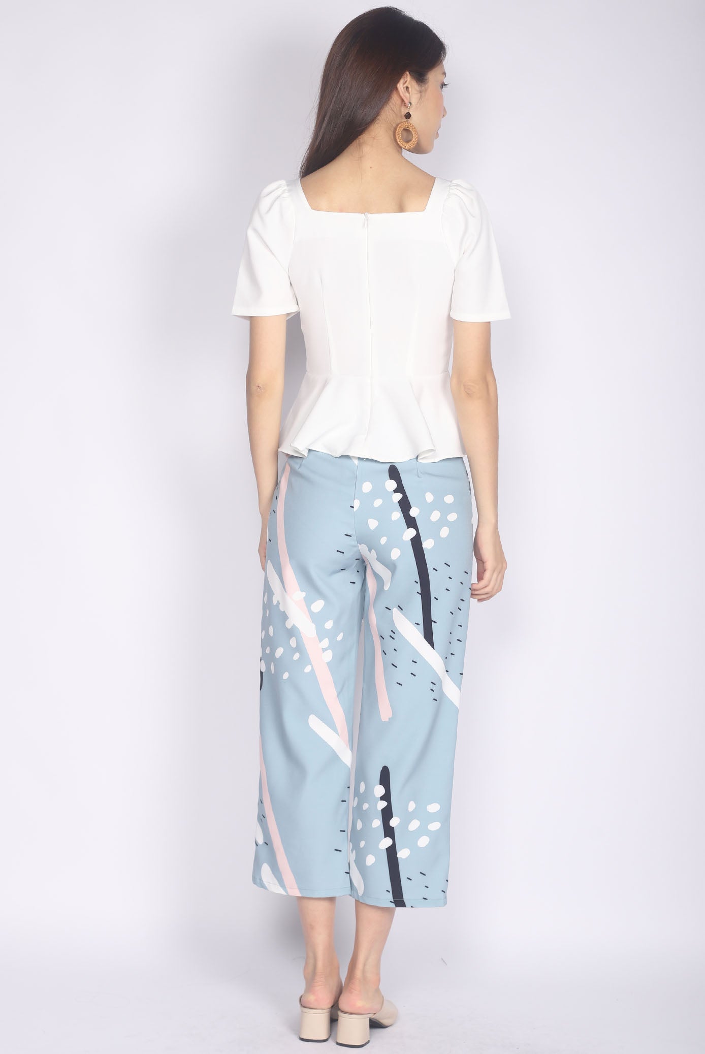 Remilia Abstract Dotty Pants In Jade Blue