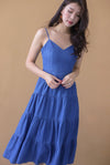*Premium* Sevilla Sprag Tiered Denim Dress In Dark Wash