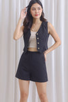 Shea Buttons Vest Top In Black