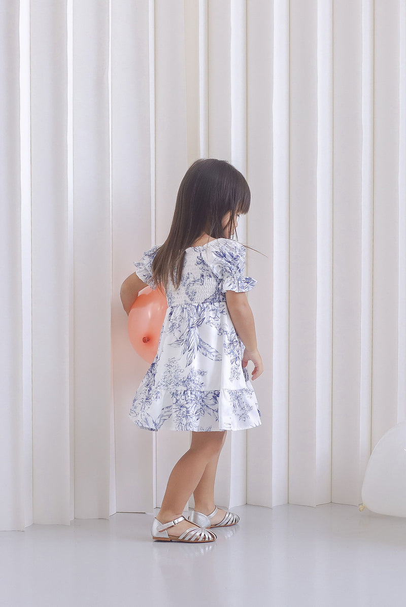 *KIDS* Stella Porcelain Smock Dress In Blue
