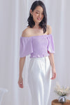 Stephi Flutter Sleeve Smocked Top In Lilac