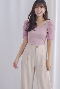 *Restocked*Premium* Sue Mesh Gather Sleeve Top In Pink