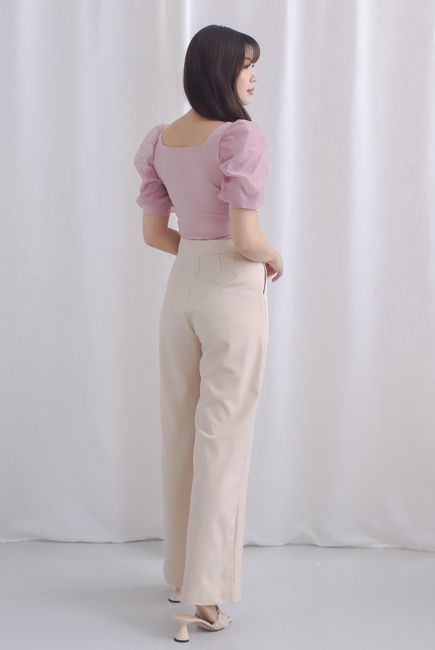 *Restocked*Premium* Sue Mesh Gather Sleeve Top In Pink